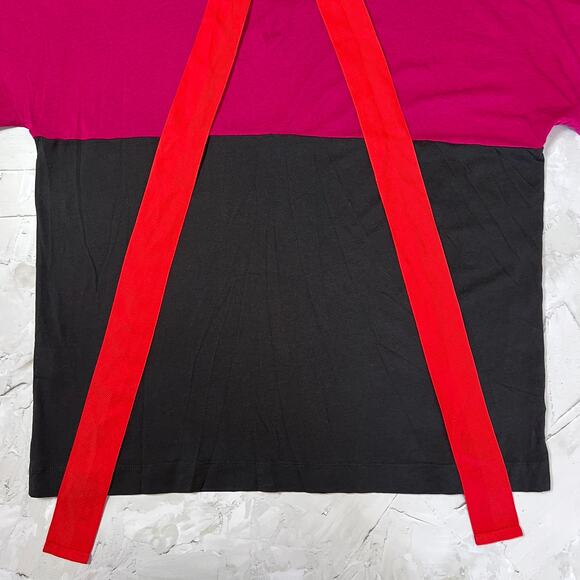 Sonia Rykiel Tie Neck T-Shirt Scandaleuse SIZE L Purple Black SS Top - Picture 10 of 10